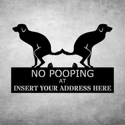 Personalized No Dog Pooping Garden Metal Sign With Your House Address And Number