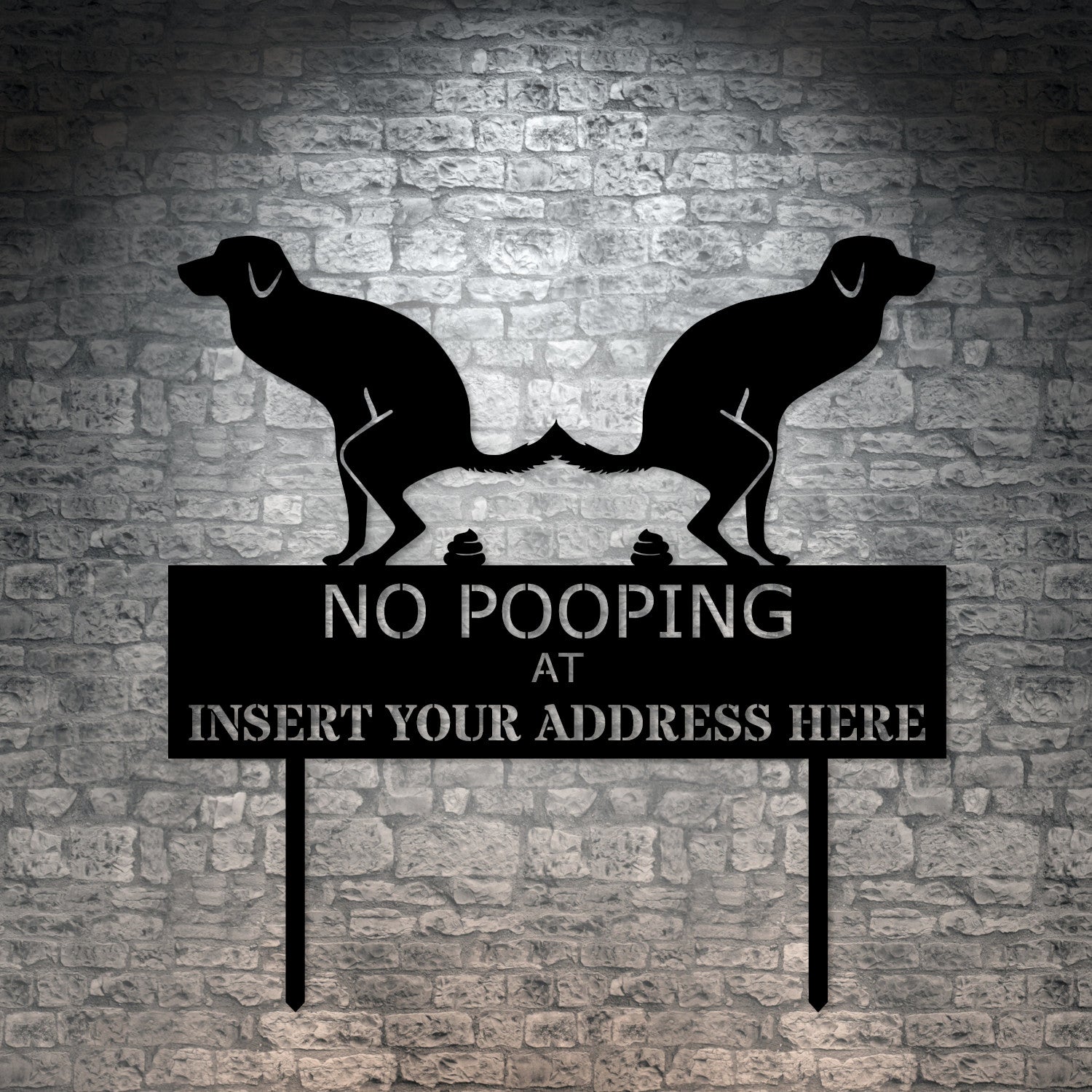 Personalized No Dog Pooping Garden Metal Sign With Your House Address And Number