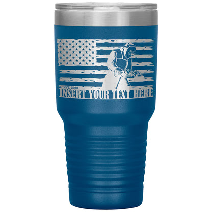 Personalized Laser-Engraved American Patriotic Mig Welder Tumbler With Custom Text