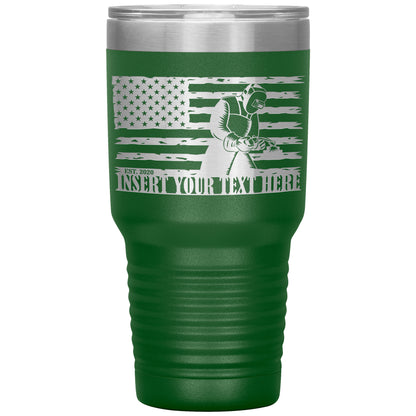 Personalized Laser-Engraved American Patriotic Mig Welder Tumbler With Custom Text