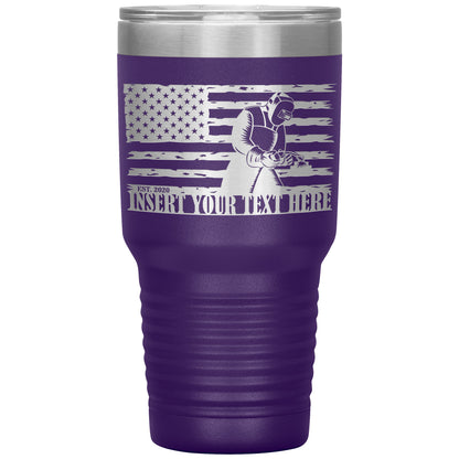 Personalized Laser-Engraved American Patriotic Mig Welder Tumbler With Custom Text