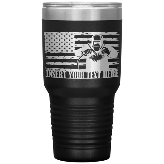 Personalized Laser-Engraved American Tig Welder Tumbler With Custom Text