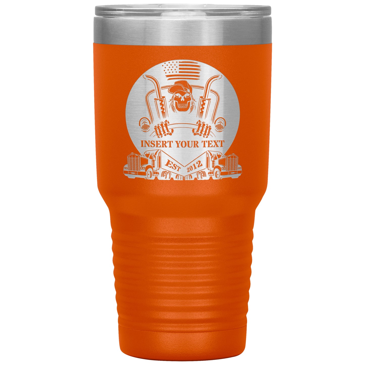 Personalized American Trucker Name Tumbler With Lid