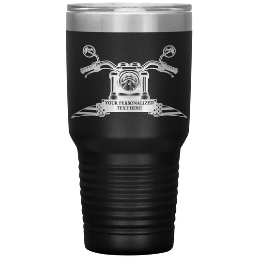 Personalized Laser-Engraved American Vintage Motorcycle Tumbler With Custom Text