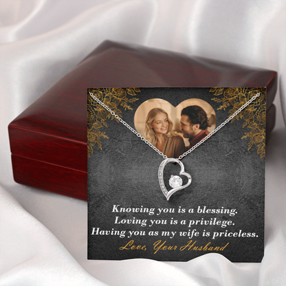 Personalized Anniversary Heart Necklace To Wife With Your Photo And Message Card In Jewelry Box 1