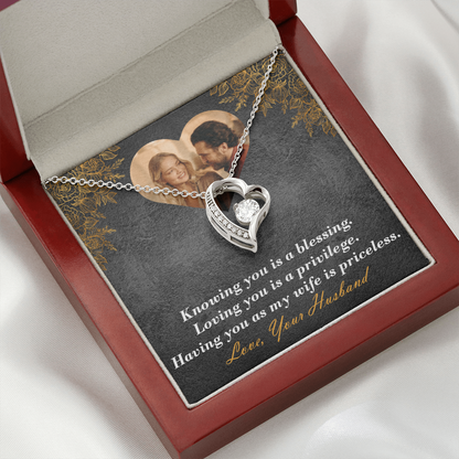 Personalized Anniversary Heart Necklace To Wife With Your Photo And Message Card In Jewelry Box 2
