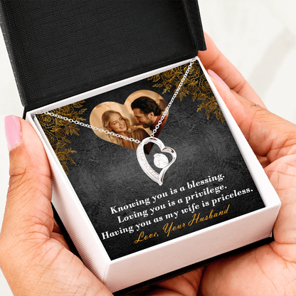 Personalized Anniversary Heart Necklace To Wife With Your Photo And Message Card In Jewelry Box 5