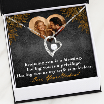 Personalized Anniversary Heart Necklace To Wife With Your Photo And Message Card In Jewelry Box 6
