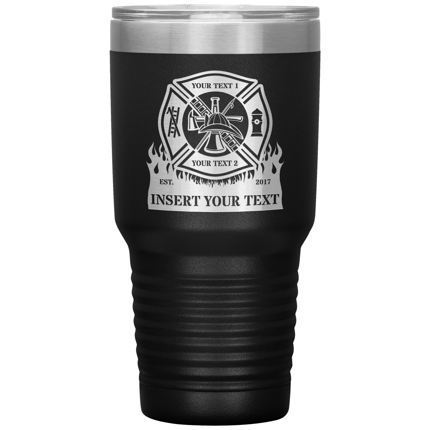 Personalized Firefighter Maltese Cross Tumbler, Custom Fireman Tumbler With Lid, Laser Engraved Firefighter Drinkware Gift, Fire Department