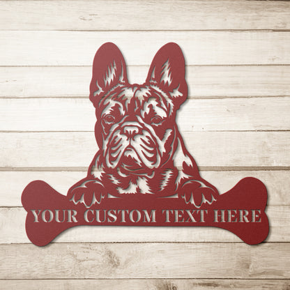 Personalized French Bulldog Name Metal Sign. Customizable Dog Owner Wall Decor Gift. French Bulldog Portrait Yard Sign. Dog House Name Sign