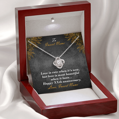 Personalized Love Knot Necklace With Message Card Showing Names And Anniversary Years And Luxury LED Jewelry Box 1