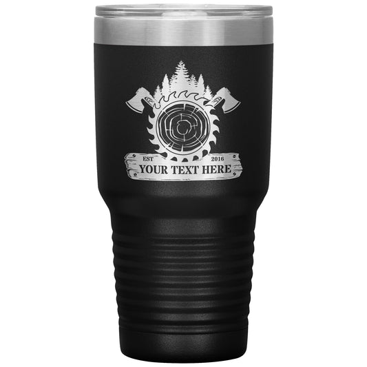 Personalized Laser-Engraved Lumberjack Woodworker Tumbler With Custom Text