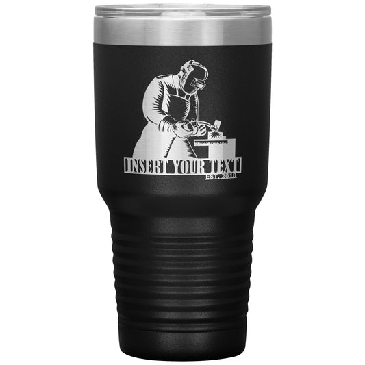 Personalized Laser-Engraved Ironworker Metal Tumbler With Custom Text