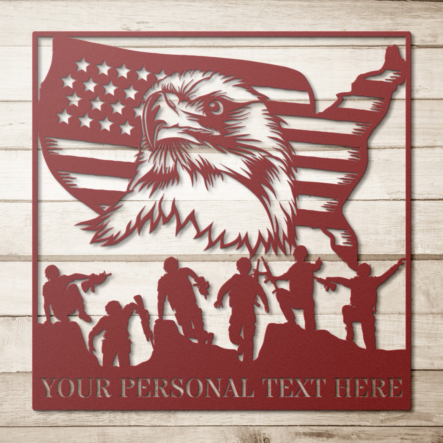 Personalized Military Team Metal Sign Gift. US Veteran Monogram. US Soldier Wall Hanging. Patriotic Eagle Wall Art. Custom Army Plaque Decor
