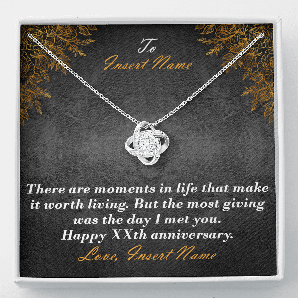 Personalized Names And Anniversary Love Knot Necklace With Luxury LED Gift Box