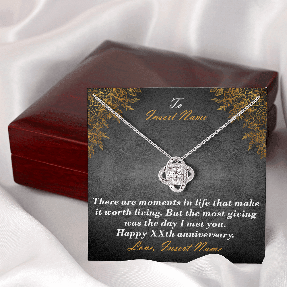 Personalized Names And Anniversary Love Knot Necklace With Luxury LED Gift Box 3