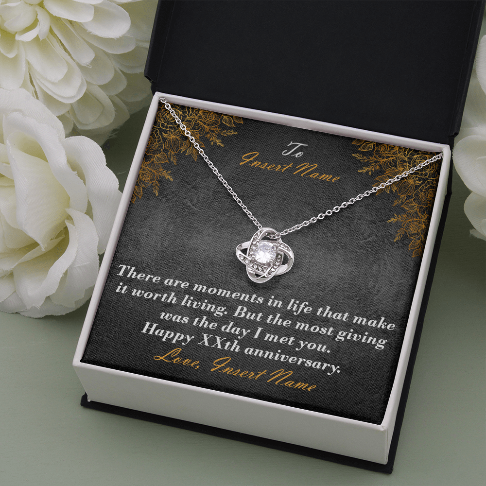 Personalized Names And Anniversary Love Knot Necklace With Luxury LED Gift Box 4