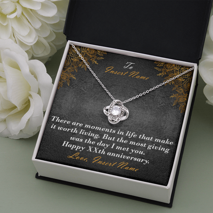 Personalized Names And Anniversary Love Knot Necklace With Luxury LED Gift Box 4