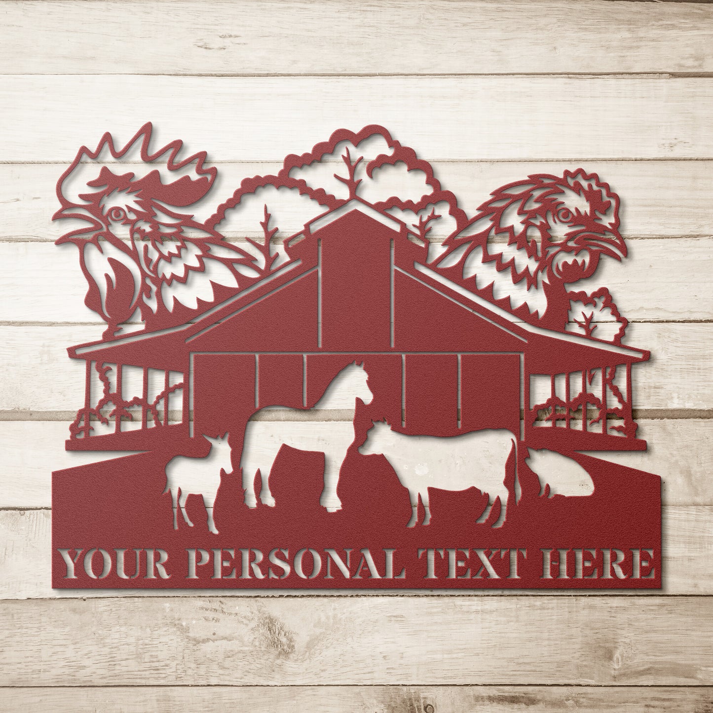 Personalized Nature Wildlife Animal Farmhouse Red Metal Sign