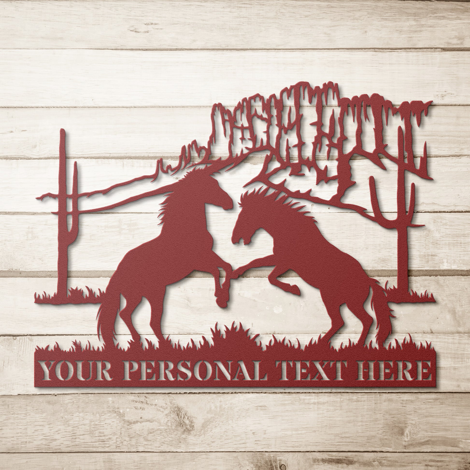 Personalized Nature Horses Name Metal Sign Gift. Custom Horse Scenery Wall Decor. Nature Wall Art. Horse Steel Sign Monogram. Wall Hanging