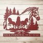 Personalized Nature Wildlife Horses Silhouette Redk Metal Sign With Custom Text