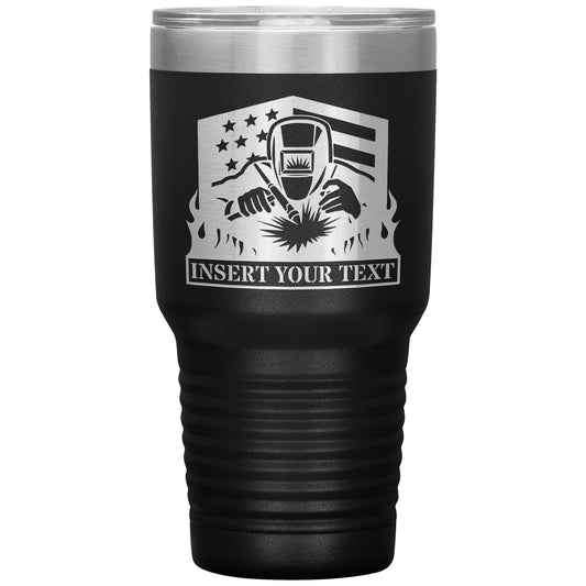 Personalized Laser-Engraved Patriotic Tig Welder Tumbler With Custom Text