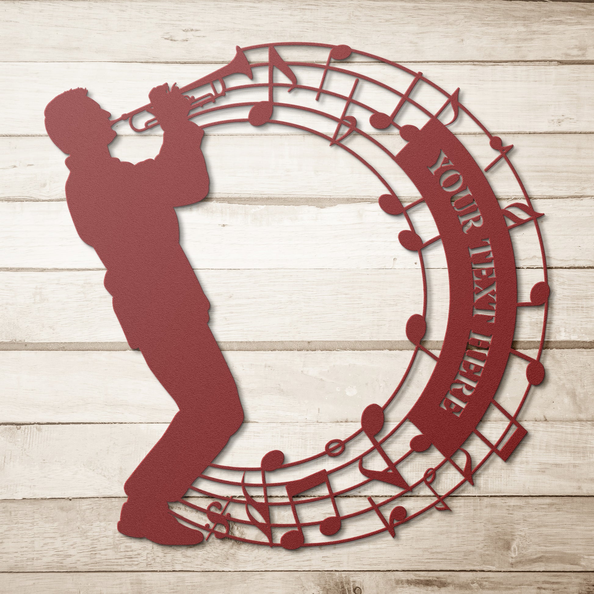 Personalized Trumpet Player In Notes Name Metal Sign. Custom Trumpet Music Lover Decor. Musician Entertainer Gifts. Musical Wall Hanging Art