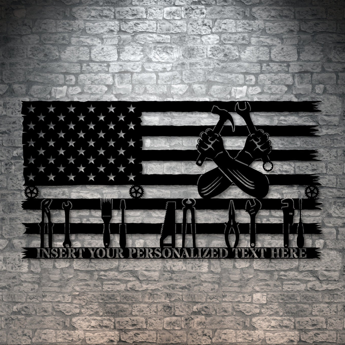 Personalized US Handyman Name Metal Sign Decor In Black With Custom Text