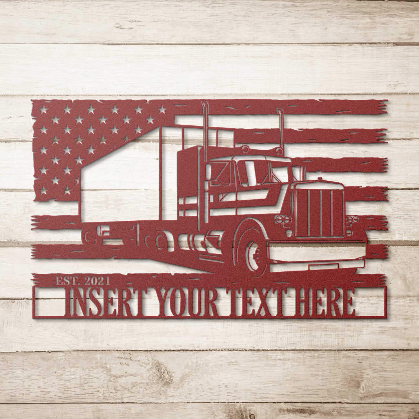Personalized US TrailerTruck Name Metal Sign. Customizable 18-Wheeler Wall Decor Gift. American Truck Driver Gift. Hauler Wall Art Portrait