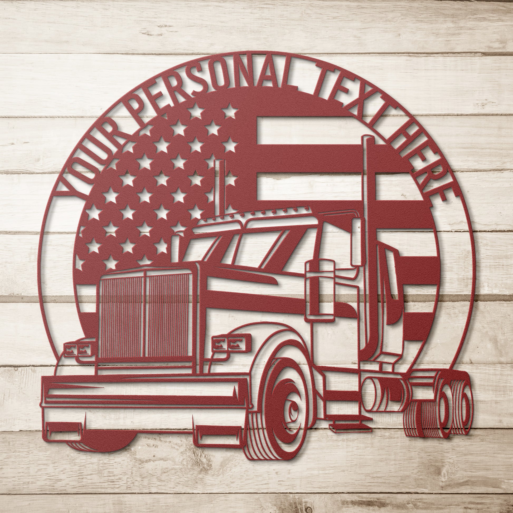 Personalized US Trucker Metal Sign Gift. Personal Patriotic Truck Owner. Lorry Driver Wall Decor. US 18 Wheeler Custom Truck Wall Hanging