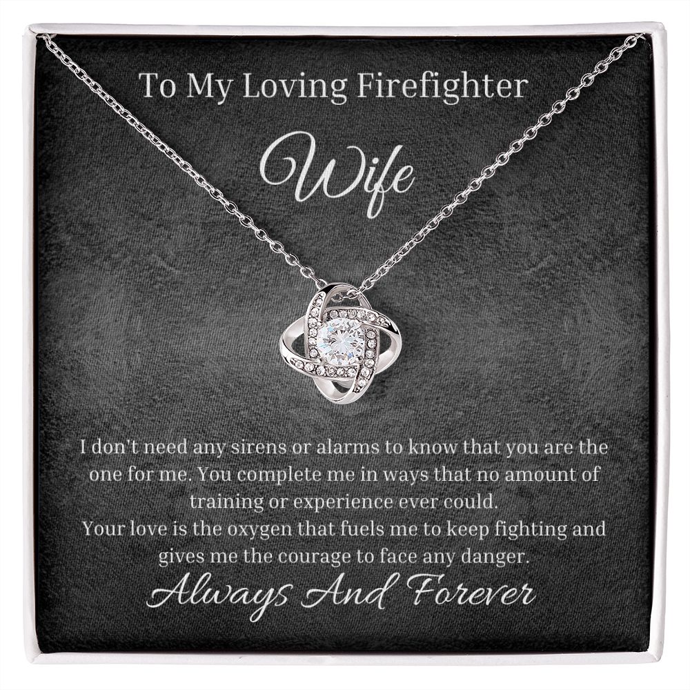 Sentimental Firefighter Love Knot Necklace Jewelry Box Gift To My Loving Wife.