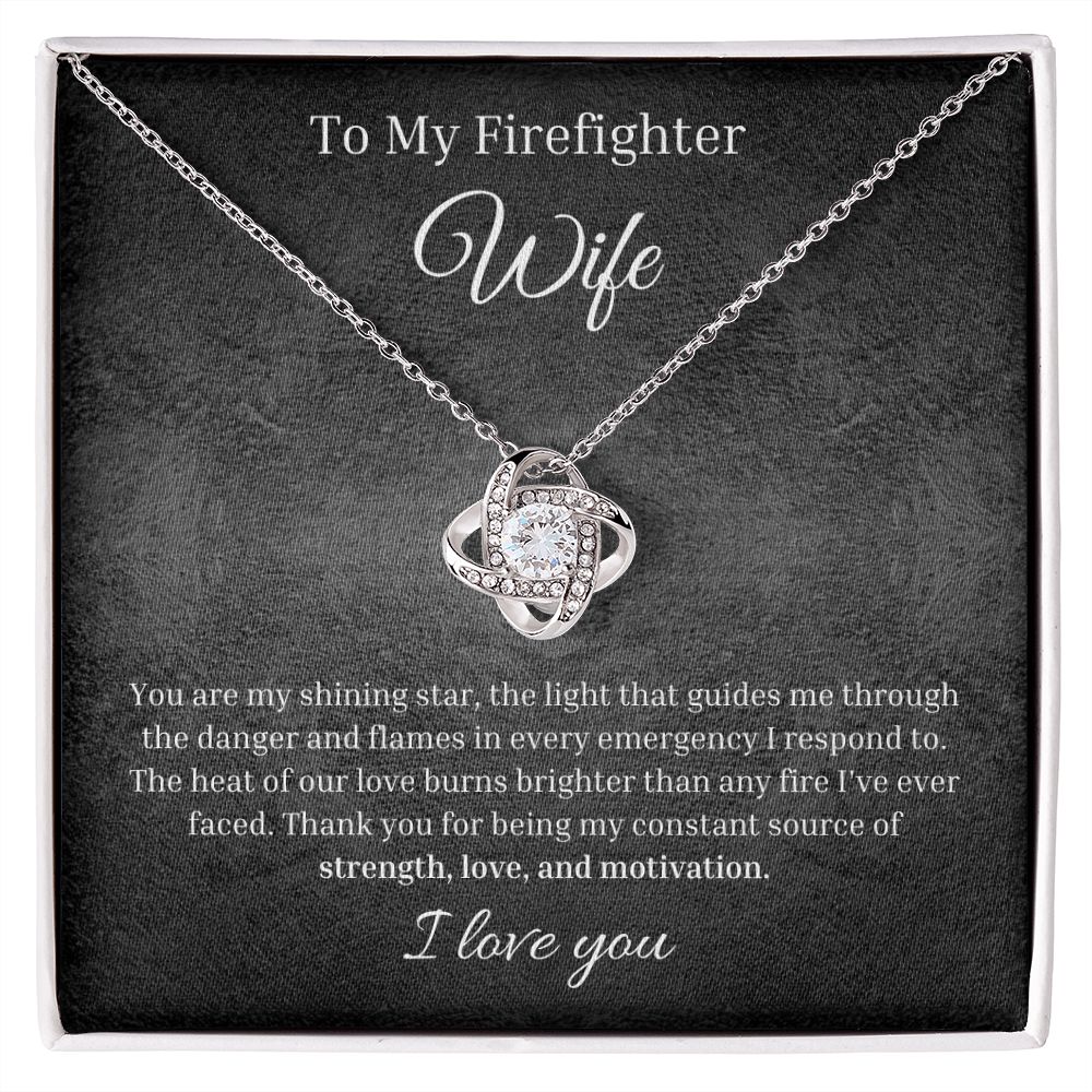 Shining Star Firefighter Love Knot Necklace With Message Card And LED Jewelry Box