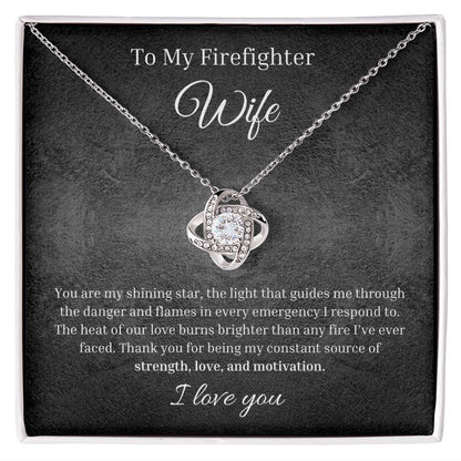 Shining Star Firefighter Love Knot Necklace With Message Card And LED Jewelry Box
