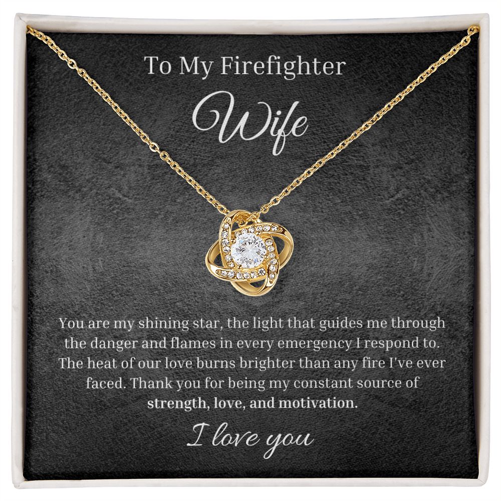 Shining Star Firefighter Love Knot Necklace With Message Card And LED Jewelry Box 1