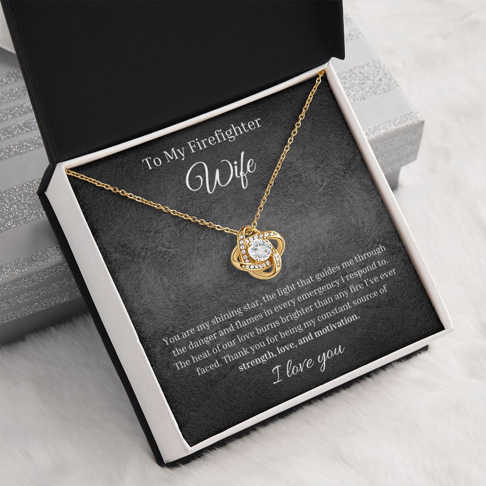 Shining Star Firefighter Love Knot Necklace With Message Card And LED Jewelry Box 4