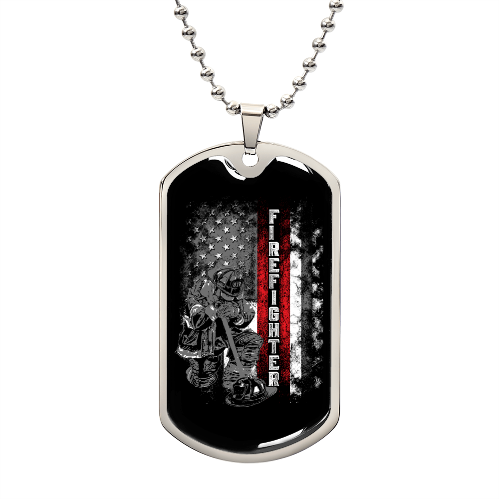 Personalized Ball Chain Dog Tag. Kneeling Firefighter. Custom Fireman Boyfriend Gift. Customized Dog Tag Jewelry Gift For Husband. Customized Dog Tag Jewelry Gift. Laser Engraved dog tag
