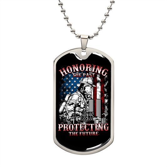 Personalized American Firefighter Honor And Protect. Ball Chain Dog Tag Necklace. Custom US Fireman Boyfriend Gift. Customized Jewelry Gift. Customized Dog Tag Jewelry Gift. Laser Engraved Dog Tag