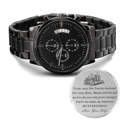 Trucker Husband Watch With Personal Engraving. Custom Truck Driver Message Gift. Watch Gift For American Trucker. 18-Wheeler Lorry Driver