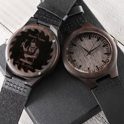 Patriotic Gifts, wood and glass watch box, carpenter wooden watch, wooded watch for carpenter, carpenter dad, Personalized watch gift for him, custom wood watch gift, watch collection box gift, personalized watch for men, custom engraved watch band