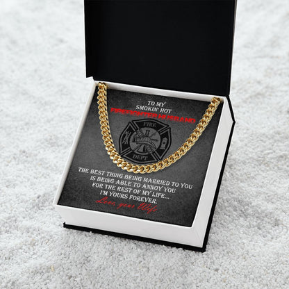 Firefighter Maltese Cross Necklace & Message Card.