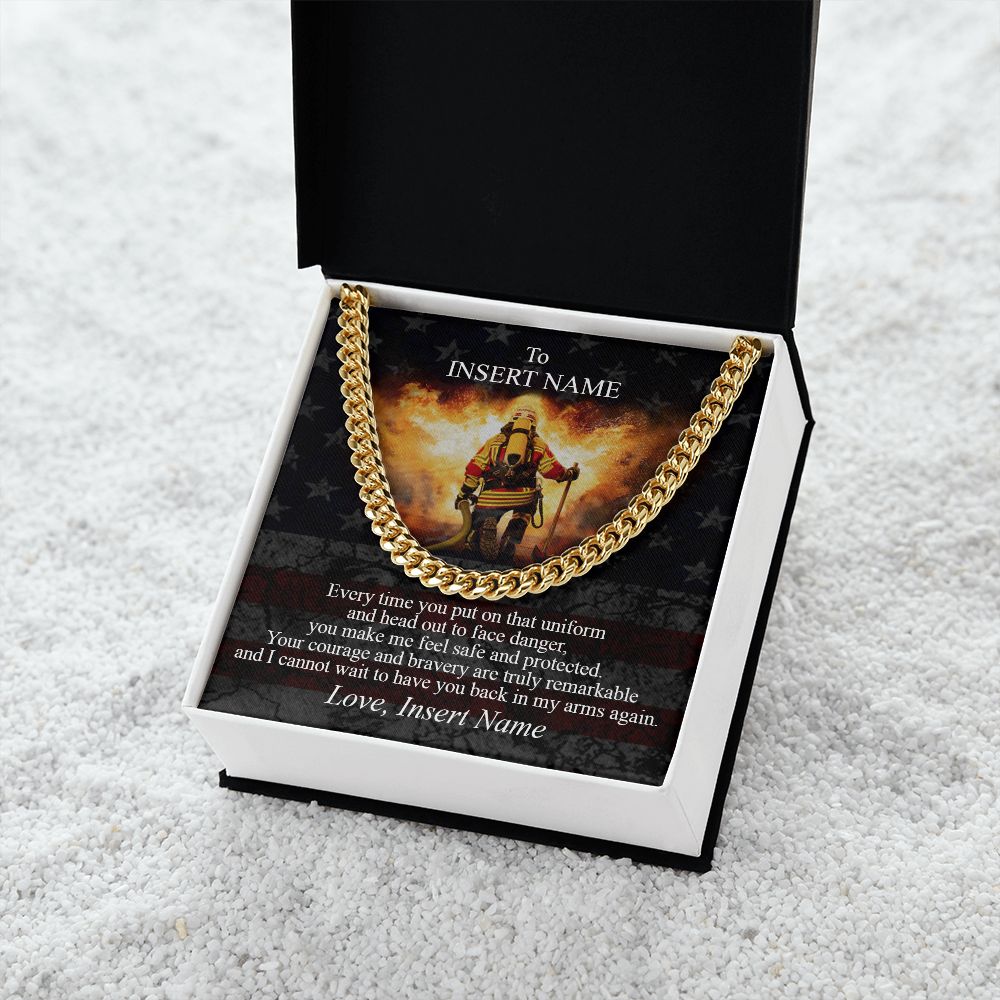 Personalized Necklace Gift To My Brave Firefighter. Custom Gift For My Brave Firefighter. Gift From Wife To Firefighter