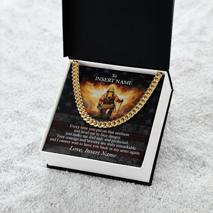Personalized Necklace Gift To My Brave Firefighter. Custom Gift For My Brave Firefighter. Gift From Wife To Firefighter