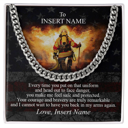 Personalized Necklace Gift To My Brave Firefighter. Custom Gift For My Brave Firefighter. Gift From Wife To Firefighter