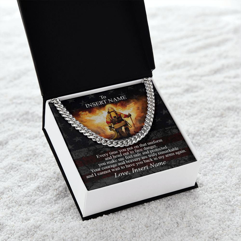 Personalized Necklace Gift To My Brave Firefighter. Custom Gift For My Brave Firefighter. Gift From Wife To Firefighter