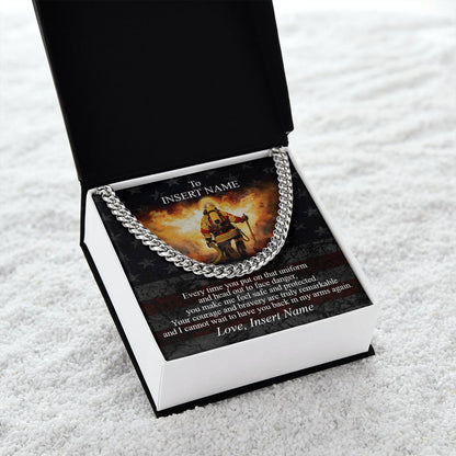 Personalized Necklace Gift To My Brave Firefighter. Custom Gift For My Brave Firefighter. Gift From Wife To Firefighter