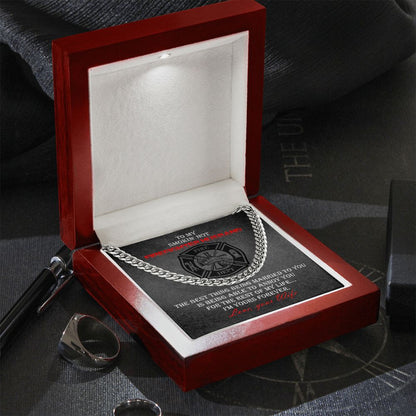Firefighter Maltese Cross Necklace & Message Card.