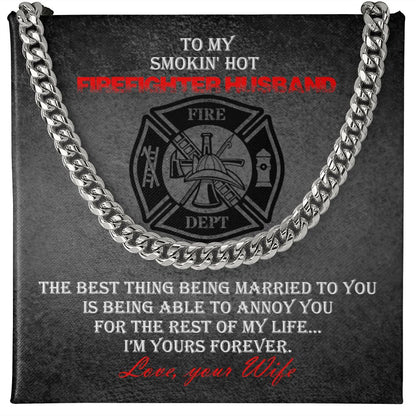 Firefighter Maltese Cross Necklace & Message Card.
