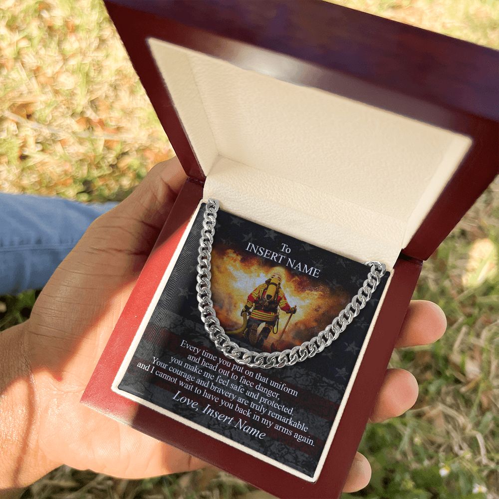 Personalized Necklace Gift To My Brave Firefighter. Custom Gift For My Brave Firefighter. Gift From Wife To Firefighter