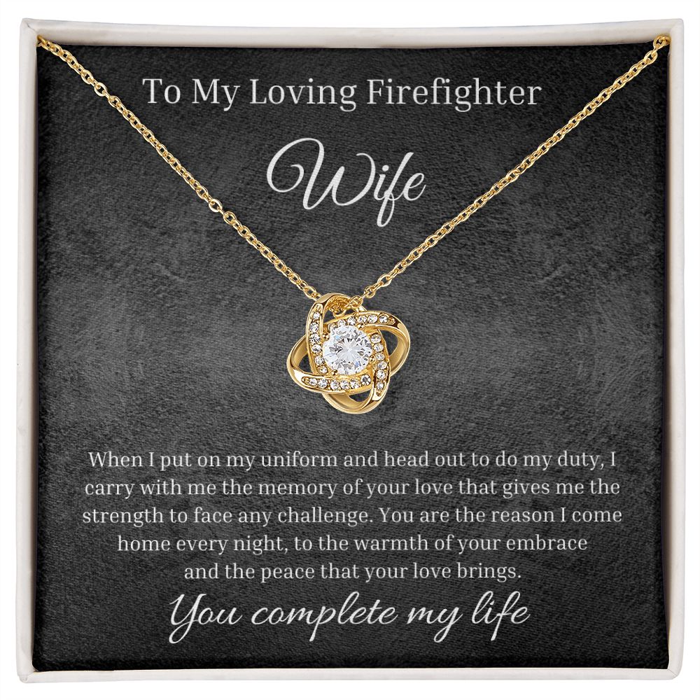 To My Loving Firefighter Wife | Custom Firefighter Gift For Her | Personal Jewelry Gift To My Wife | Love Knot Necklace Jewelry Box Set