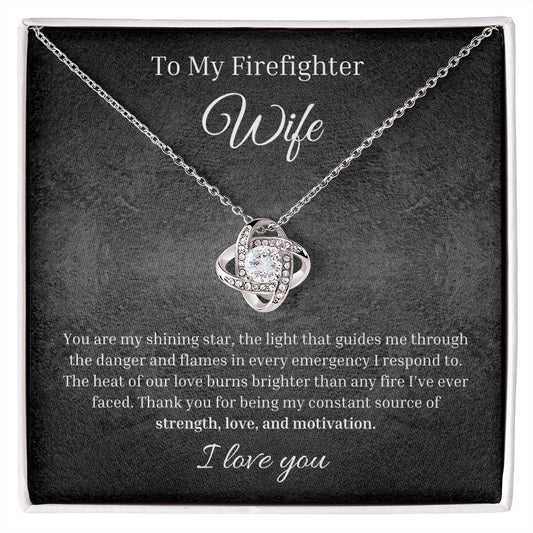 Custom Gift To My Firefighter Wife | Custom Firefighter Gift For Her | Personal Jewelry Gift To My Wife | Love Knot Necklace Jewelry Box Set